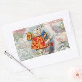 White Rabbit Hearts Alice Classic Rechthoekige Sticker (Envelop)