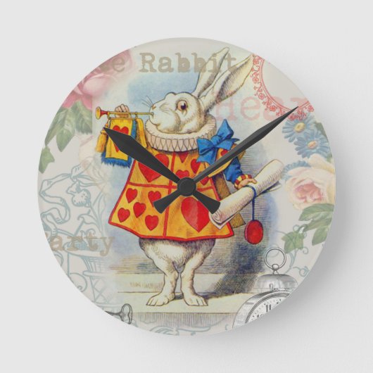 White Rabbit Hearts Alice Classic Ronde Klok (Voorkant)