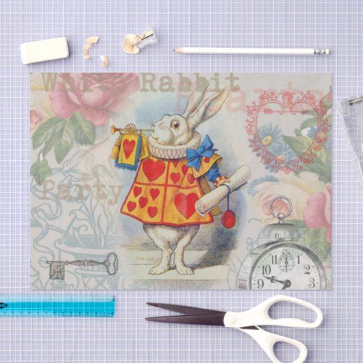 White Rabbit Hearts Alice Classic Tissuepapier (Craft)