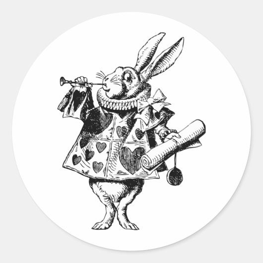 White Rabbit Herald Inked Black Ronde Sticker (Voorkant)