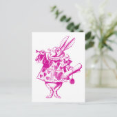 White Rabbit Herald Inked Pink Briefkaart (Staand voorkant)