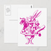 White Rabbit Herald Inked Pink Briefkaart (Voorkant / Achterkant)