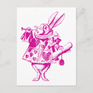 White Rabbit Herald Inked Pink Briefkaart