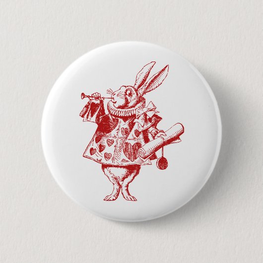 White Rabbit Herald Inked Red Ronde Button 5,7 Cm (Voorkant)