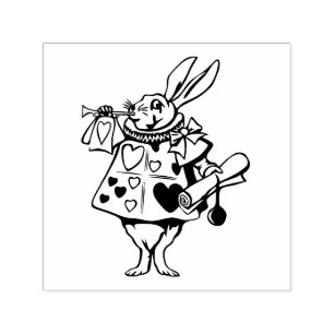 White Rabbit Herald Trompettist Alice in Wonderlan Zelfinktende Stempel