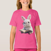 White Rabbit Het lezen van een boek Kinderen Basic T-shirt (Voorkant)