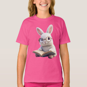 White Rabbit Het lezen van een boek Kinderen Basic T-shirt