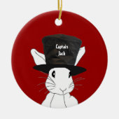 White Rabbit in Top Hat Ornament (Voorkant)