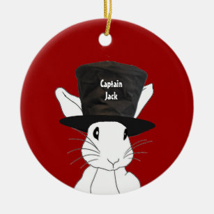 White Rabbit in Top Hat Ornament