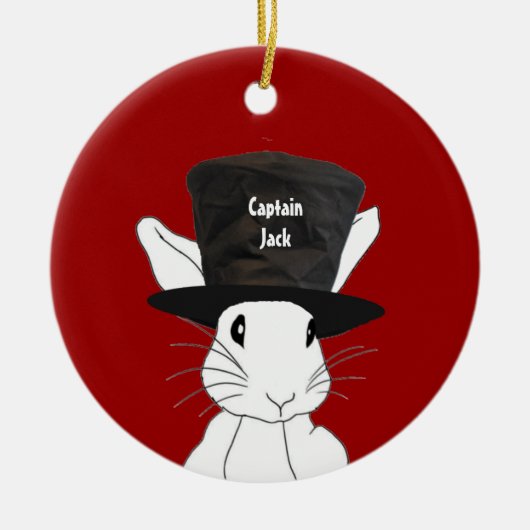 White Rabbit in Top Hat Ornament (Voorkant)