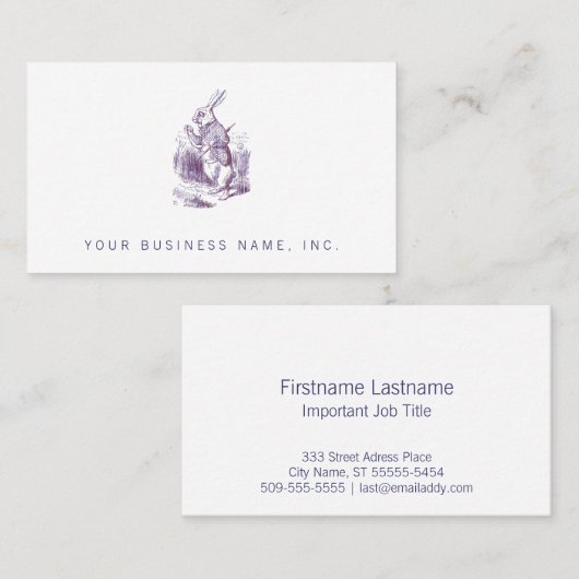 White Rabbit Letterpess Style Visitekaartje (Voorkant / Achterkant)