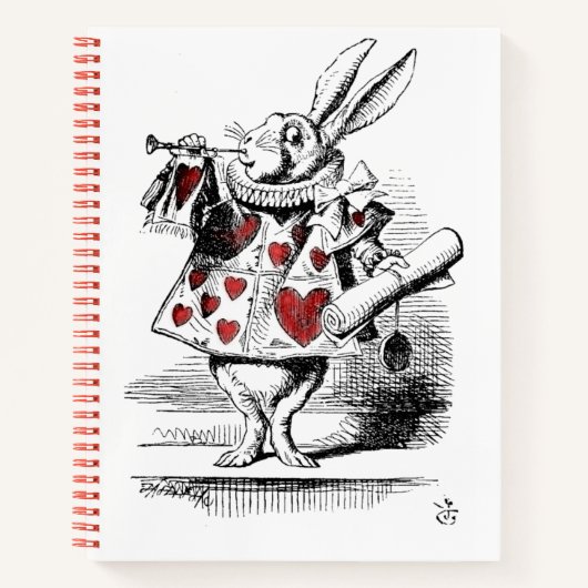 White Rabbit met Red Hearts Alice in Wonderland Notitieboek (Voorkant)