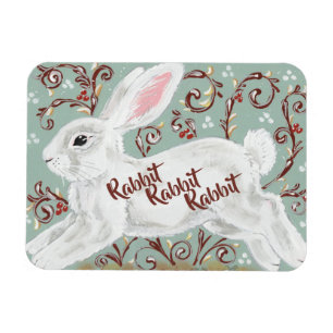White Rabbit Munt Green Scroll Vine Berry Reminder Magneet