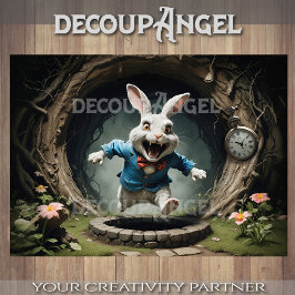 White Rabbit of Alice's Wonderland #1 Decoupage Tissuepapier