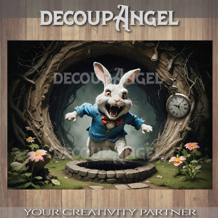 White Rabbit of Alice's Wonderland #1 Decoupage Tissuepapier