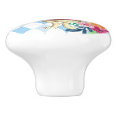 White Rabbit on Blue Diamonds Ceramic Knob Keramische Knop (Zijkant)