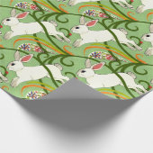 White Rabbit on Green Tiled Home Decor Cadeaupapier (Hoek)