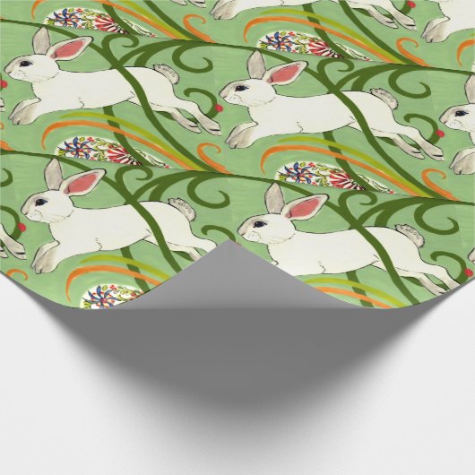 White Rabbit on Green Tiled Home Decor Cadeaupapier (Hoek)