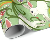 White Rabbit on Green Tiled Home Decor Cadeaupapier (Rol Hoek)