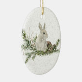 White Rabbit op een Snowy Day Ornament (Rechts)