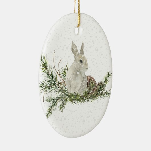 White Rabbit op een Snowy Day Ornament (Rechts)
