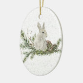 White Rabbit op een Snowy Day Ornament (Links)
