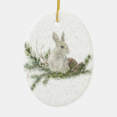 White Rabbit op een Snowy Day Ornament (Voorkant)