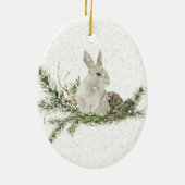 White Rabbit op een Snowy Day Ornament (Achterkant)