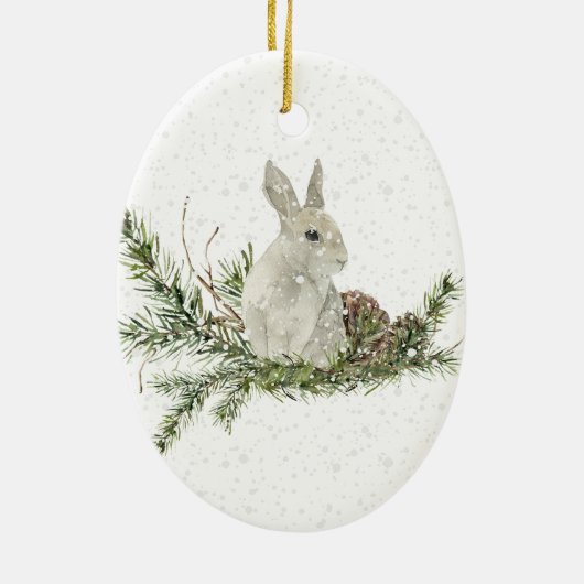 White Rabbit op een Snowy Day Ornament (Achterkant)