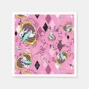 White Rabbit paper cocktail napkins, Wonderland Servet