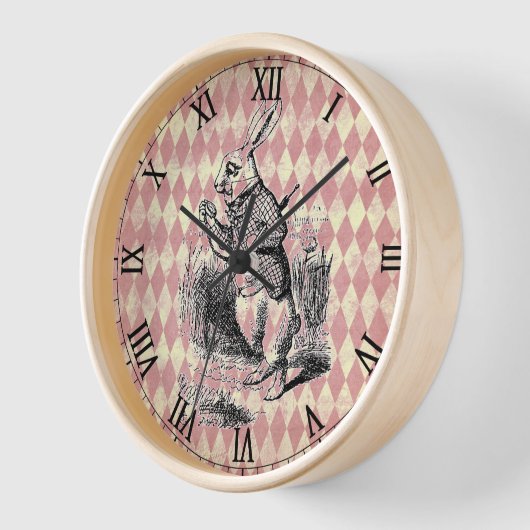 White Rabbit Pink Diamonds Wall Clock (Hoek)