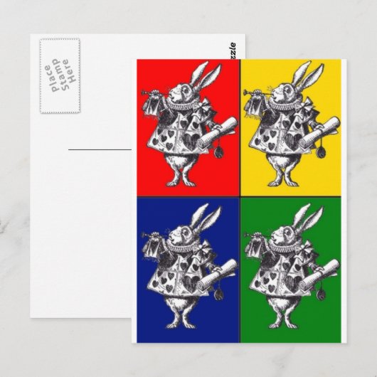 White Rabbit Pop Art Briefkaart (Voorkant / Achterkant)