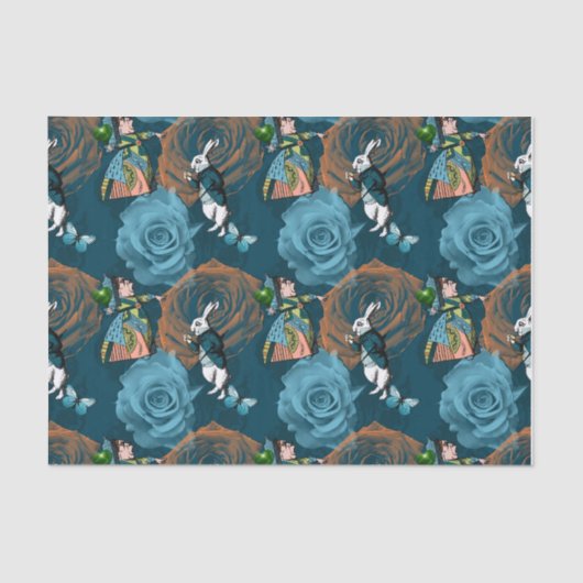 White Rabbit Queen of Hearts Rozen Tissuepapier (Voorkant)