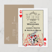 White Rabbit Queen of Hearts Wonderland Save Date Aankondigingskaart (Voorkant / Achterkant)