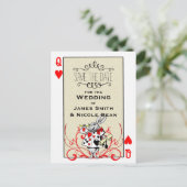 White Rabbit Queen of Hearts Wonderland Save Date Aankondigingskaart (Staand voorkant)