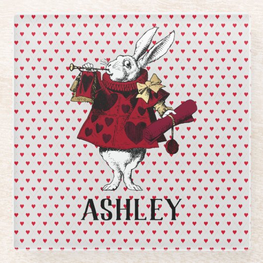 White Rabbit Queens Garb Persoonlijk Glazen Onderzetter (Voorkant)