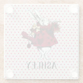 White Rabbit Queens Garb Persoonlijk Glazen Onderzetter (Achterkant)