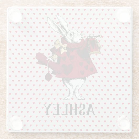 White Rabbit Queens Garb Persoonlijk Glazen Onderzetter (Achterkant)