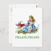 White Rabbit Rushes van Alice, "Ik ben laat, ik be Briefkaart (Voorkant / Achterkant)