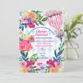 White Rabbit Story Tale Unmerry Birthday Party Inv Kaart