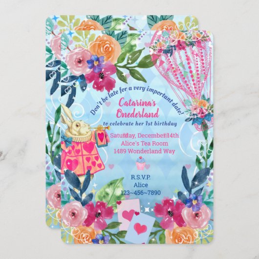 White Rabbit Story Tale Unmerry Birthday Party Kaart (Voorkant / Achterkant)