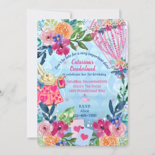 White Rabbit Story Tale Unmerry Birthday Party Kaart (Voorkant)