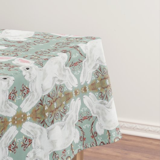 White Rabbit Tablecloth Kerstmis Berry Soft Green Tafelkleed (Voorbeeld)