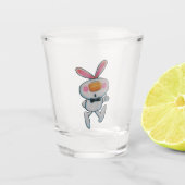 White Rabbit Thumbs Up Sign Black Bow Stropdas Shot Glas (Voorkant)