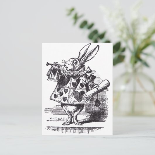 White Rabbit Trumpet Briefkaart (Staand voorkant)