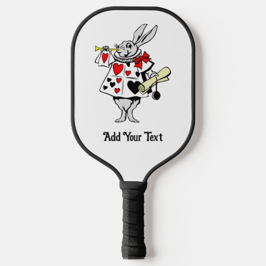 White Rabbit Trumpeter Alice in Wonderland DIY Col Pickleball Paddle (Voorkant)