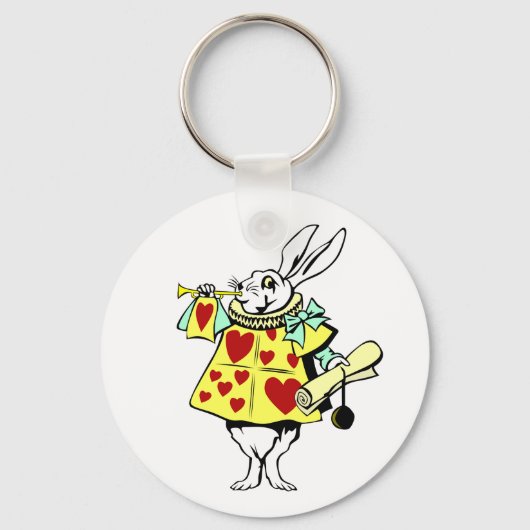 White Rabbit uit Alice in Wonderland Button Sleutelhanger (Voorkant)