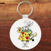 White Rabbit uit Alice in Wonderland Button Sleutelhanger (Voorkant)