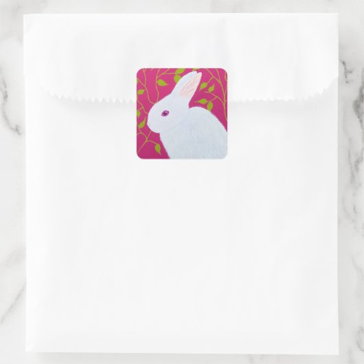 White Rabbit Vierkante Sticker (Tas)