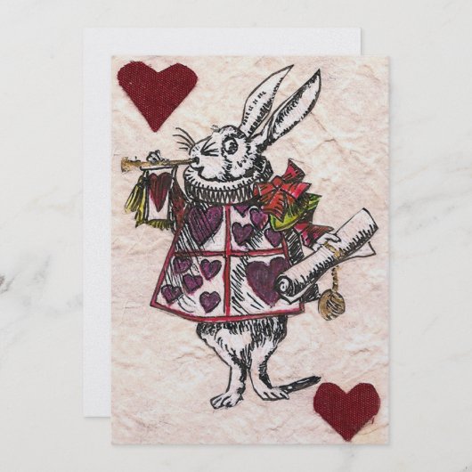 White Rabbit Wedding Invitation Kaart (Voorkant / Achterkant)